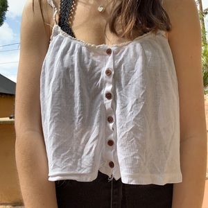 white button up tank top